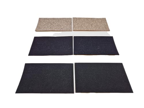 Filzplatten selbstklebend eckig 6 Stück, 20 x 12 cm in schwarz und grau, weich, mehrere Dicken, Material: Wolle/Viskose, als Klapperschutz oder Kratzschutz für Bastler an Autos und Motorrädern von The Felt Store
