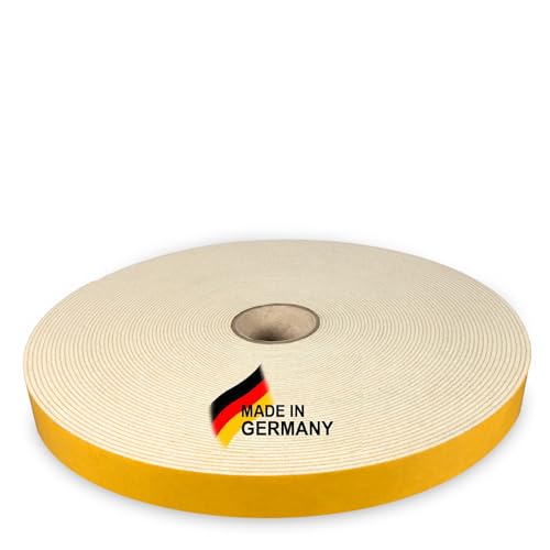 The Felt Store Filzband selbstklebend weiß, 20mm breit, 1,5mm stark, 5m lang, Filzklebeband, Klapperschutz, Dichtungsband aus Filz – Made in Germany von The Felt Store