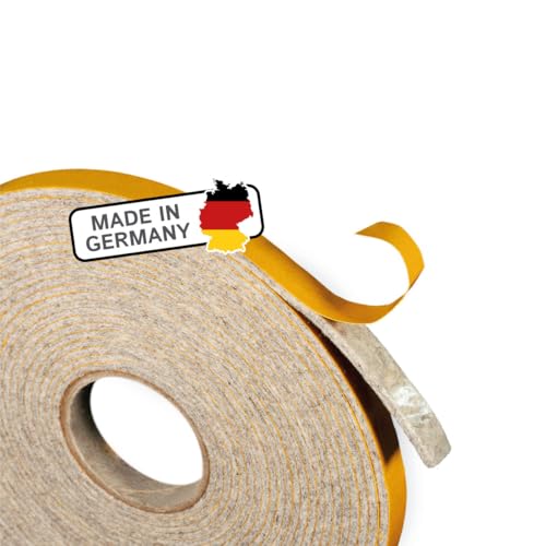 The Felt Store 6 m Filzband selbstklebend 10 mm breit, 2 mm dick, grau - vielseitiger Filzstreifen, Klebefilz Ideal als Dichtungsband für Fenster von The Felt Store