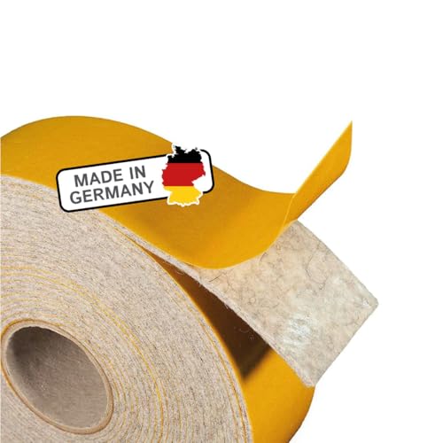 The Felt Store Filzband selbstklebend, 45mm breit, 2mm stark, 6m lang, Grau Meliert, Dichtungsband aus Woll Filz z.B. für Isolierung und Klapperschutz - Made in Germany von The Felt Store