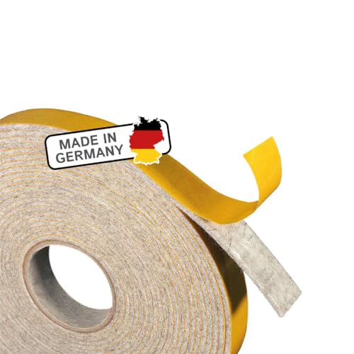 The Felt Store Filzband selbstklebend, 15mm breit, 2mm stark, 6m lang, Grau Meliert, Dichtungsband aus Wollfilz z.B. für Isolierung und Klapperschutz - Made in Germany von The Felt Store