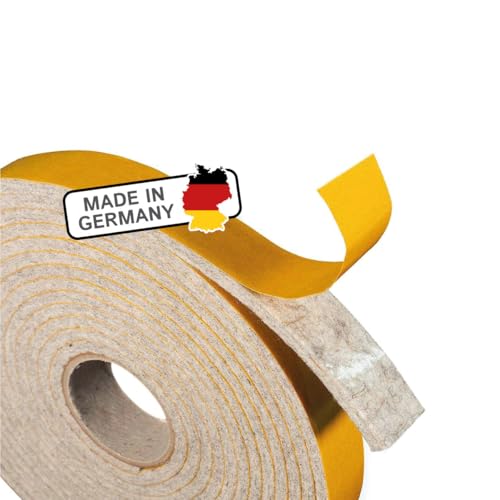 The Felt Store Filzband selbstklebend, vielseitiger Filzstreifen, Klebefilz Ideal als Filzgleiter Rolle für Stühle oder schwere Möbel (20 mm breit, 4 mm dick, 4 m lang, grau) von The Felt Store