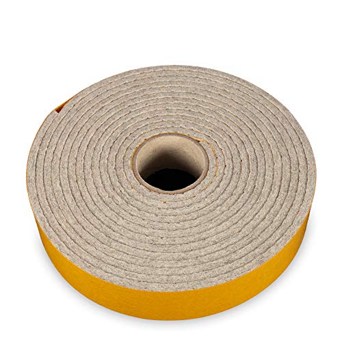 The Felt Store Filzband selbstklebend, 30mm breit, 4mm stark, 4m lang, Grau meliert, Klapperschutz, Dichtungsband aus Filz – Made in Germany von The Felt Store