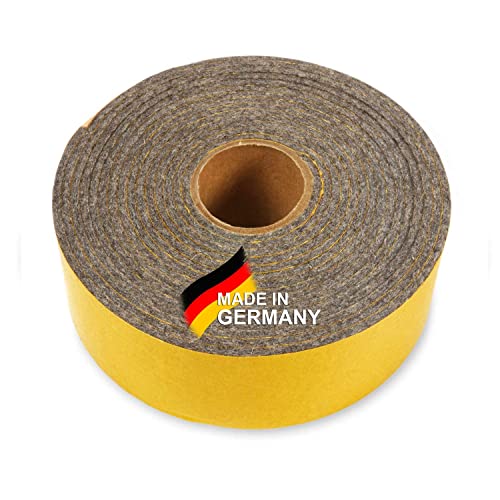 The Felt Store Filzband selbstklebend, 50mm breit, 2mm stark, 6m lang, Grau Meliert, Dichtungsband aus Wollfilz z.B. für Isolierung und Klapperschutz - Made in Germany von The Felt Store