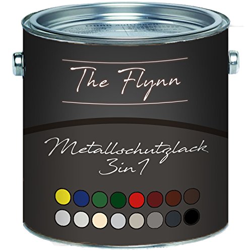 The Flynn Metallschutzfarbe 3 in 1 hochwertiger 3-in-1 Metallschutzlack Lack für Metall, Eisen, Aluminium, Zink und Stahl - Rostschutz, Grundierung und Deckanstrich in einem! (2,5 L, Weiß (RAL 9010)) von The Flynn