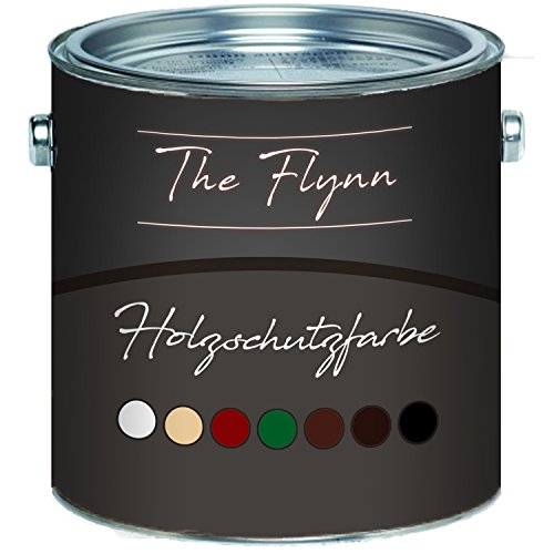 The Flynn einzigartige Holzschutzfarbe schnelltrocknend und wetterbeständig - Schutz vor Verwitterung in Weiß, Beige, Schwedenrot, Grün, Dunkelbraun, Rotbraun und Schwarz (1 L, Beige) von The Flynn