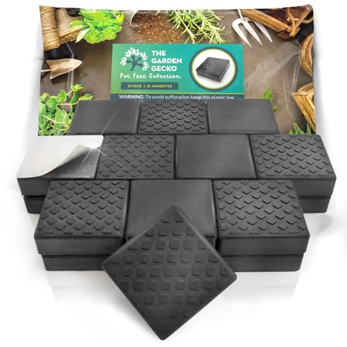 Unsichtbare Topffüße für Gartenpflanzen und Blumentöpfe, stabile Blumentopferhöhung mit Rutschfester quadratischer Oberfläche | 21 Blumentopffüße + 21 Starke, Selbstklebende Fußpolster Unsichtbare Topffüße für Gartenpflanzen und Blumentöpfe, stabile Blumentopferhöhung mit Rutschfester quadratischer Oberfläche | 21 Blumentopffüße + 21 Starke, Selbstklebende Fußpolster von The Garden Gecko