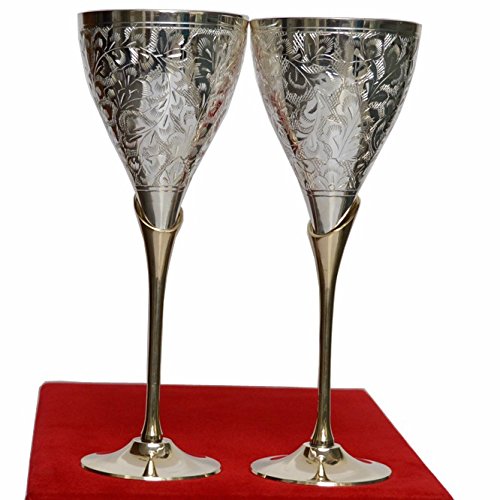Deutsches Silber, einzigartiges Weinglas, 2er-Set – Hochzeitsgeschenk, Firmengeschenk, antikes Weinglas von The German Silver Company