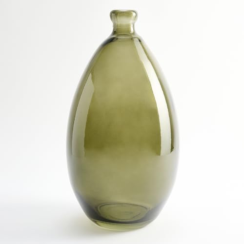 Vase aus recyceltem Glas mit unregelmäßigem, schlichtem Design - Handgemachte Glasvase im mediterranen Stil Heimdekoration (Olivgrün) von THE GLASS COMPANY