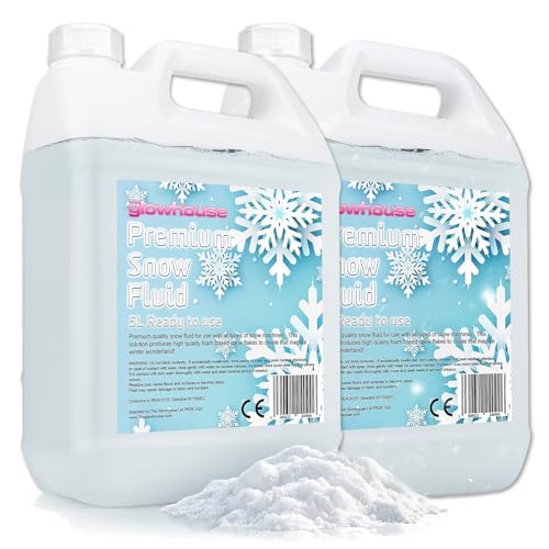 The Glowhouse 2 x 5 l Premium Snow Fluid Kunstschnee Fake Snow Maschine Flüssigkeit (10L insgesamt) von The Glowhouse