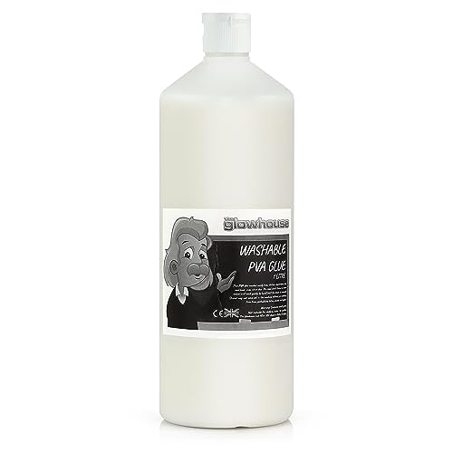 The Glowhouse Prämie1000 ml auswaschbarer PVA-Kleber, 1 Liter Öko-Bastelkleber, Schul-Schleim (weiß) von The Glowhouse