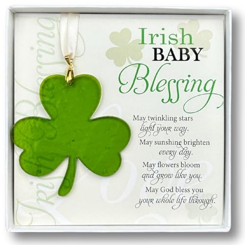 Irish Baby Blessing Kleeblatt, handgefertigt in den USA, irisches Baby-Geschenk für Mädchen oder Jungen (Kleeblatt), Grün von The Grandparent Gift Co.