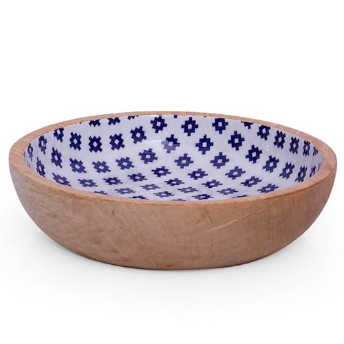 Handgefertigte 20 x 5 cm Dekorative Mangoholz-Snack-Servierschale für Trockenfrüchte Chips Couchtisch Arbeitsplatte Display Schlüsselschale Geschirr Küche Wohnzimmer Wohnkultur Akzente Geschirr von The Great Indian Bazaar