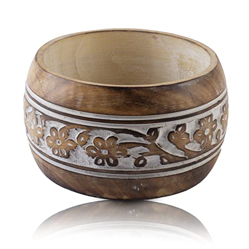 Schöne handgefertigte 12x7 cms dekorative mango holz snack servierschale für trockene früchte chips kaffee tisch betonte dichtung schlüsselschüssel geschirr küche ohnzimmer wohnkultur accents (White) von The Great Indian Bazaar