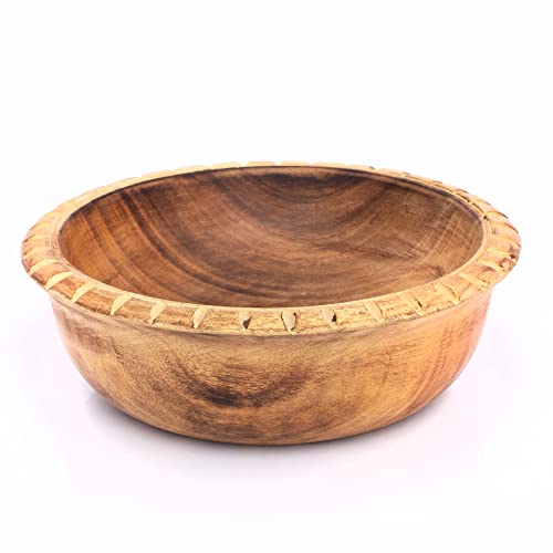 Schöne handgefertigte 15x5 cm dekorative Snack-Servierschale aus Mangoholz für trockene Früchte, Pommes, Couchtisch, Arbeitsplatte, Display, Schlüssel, Geschirr, Küche, Akzente, Geschirr (antik) von The Great Indian Bazaar