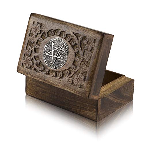 The Great Indian Bazaar Handgefertigte dekorative Schmuckschatulle aus Holz Schmuck Organizer Aufbewahrungsschachtel Schatzkiste Trinket Holder Lock Box Uhrenbox Kartenbox Memory Box von The Great Indian Bazaar