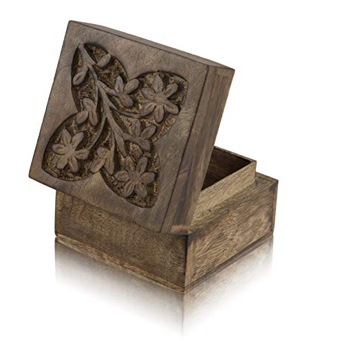 The Great Indian Bazaar Handgefertigte dekorative Schmuckschatulle aus Holz Schmuck Organizer Aufbewahrungsschachtel Schatzkiste Trinket Holder Lock Box Uhrenbox Kartenbox Memory Box von The Great Indian Bazaar