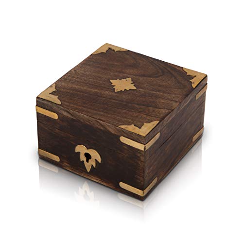 The Great Indian Bazaar Handgefertigte dekorative Schmuckschatulle aus Holz Schmuck Organizer Aufbewahrungsschachtel Schatzkiste Trinket Holder Lock Box Uhrenbox Kartenbox Memory Box von The Great Indian Bazaar