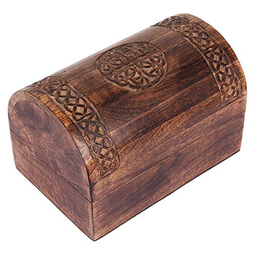 Tolle Geburtstagsgeschenkideen, handgefertigte, dekorative Schmuckschatulle aus Holz mit keltischem Schnitzereien, Schmuck-Organizer, Andenken-Box, Schatztruhe, 15x10 cm, Jahrestagsgeschenke (Antique) von The Great Indian Bazaar