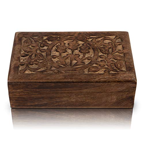 Tolles Geburtstagsgeschenk, handgefertigte, dekorative Holz-Schmuckschatulle, Schmuck-Organizer, Andenken-Box, Schatztruhe, Schmuckhalter, Uhrenbox, Aufbewahrungsbox, 20,32 x 12,7 cm, von The Great Indian Bazaar