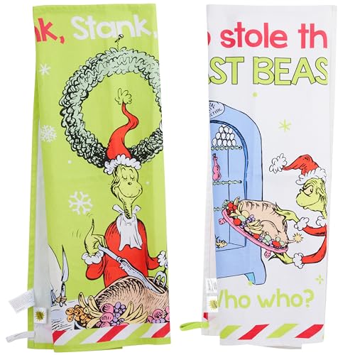 The Grinch Geschirrtücher Set 2er-Pack, Küchentücher Baumwolle, Weihnachten Deko Küche The Grinch Geschirrtücher Set 2er-Pack, Küchentücher Baumwolle, Weihnachten Deko Küche von The Grinch