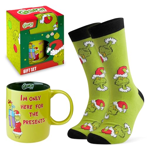 The Grinch Tassen-und Socken-Geschenkset – 325ml Kaffeetasse und Socken mit Motiv für Herren, Teenager The Grinch Tassen-und Socken-Geschenkset – 325ml Kaffeetasse und Socken mit Motiv für Herren, Teenager von The Grinch