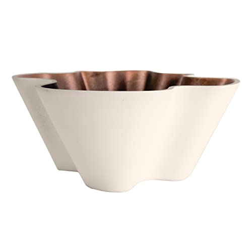 The HC Companies 20,3 cm Venus-Sukkulenten-Übertopf – einzigartiger dekorativer Flacher Kunststoff-Blumentopf mit Drainage, Vanille-Bisque von The HC Companies