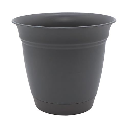 The HC Companies 30,5 cm Eclipse runder Übertopf mit Untersetzer – Blumentopf für Blumen, Gemüse und Kräuter, warmes Grau von The HC Companies