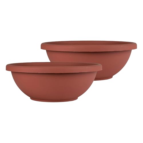 The HC Companies 50,8 cm großer Pflanztopf für den Garten, Flacher Blumentopf mit Drainagestopfen für Innen- und Außenbereich, Blumen, Kräuter, Ton (2 Stück) von The HC Companies