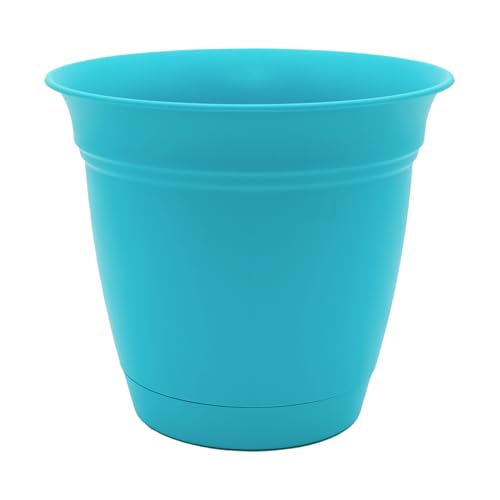The HC Companies Eclipse Blumentopf – 15,2 cm – runder klassischer Übertopf mit angenähtem Untersetzer für Blumen, Gemüse und Kräuter, Blaugrün von The HC Companies