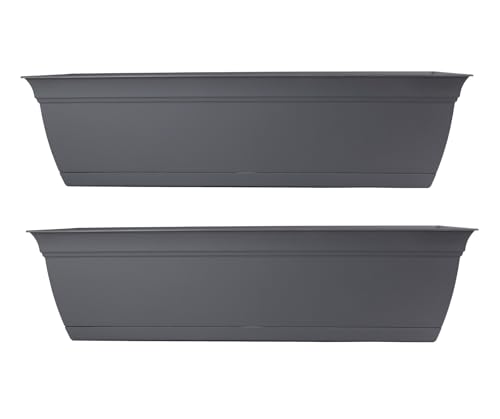The HC Companies Eclipse Kunststoff-Fensterkasten, 61 cm, 19,7 x 61 x 16,7 cm, Warmgrau, 2 Stück von The HC Companies