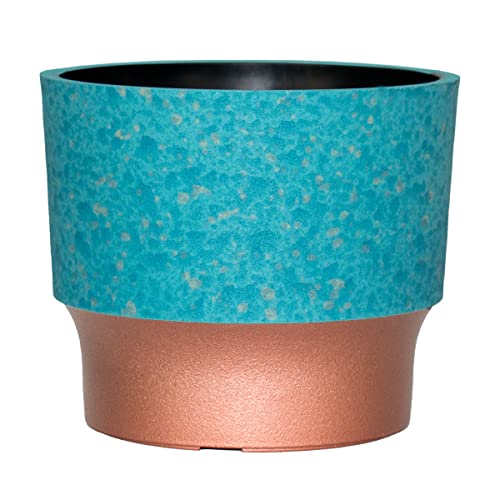 The HC Companies Sprite runder Übertopf – Kleiner Kunststoff-Pflanztopf mit Drainage für Innen- und Außenbereich, Türkis, 17,8 cm von The HC Companies