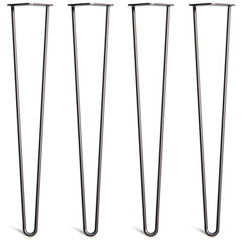 The Hairpin Leg Co. 4X Haarnadel-Tischbeine: Doppel-Schweiß Stahl, Schrauben, Anleitung, Schutzfüße. Klassischer 10mm 2 Stangen Stil. 71cm Schwarz von The Hairpin Leg Co.