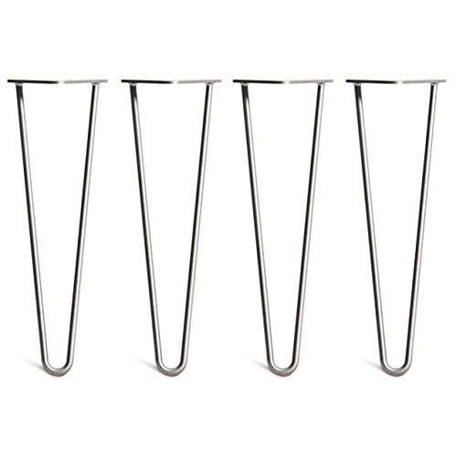 The Hairpin Leg Co. 4X Haarnadel-Tischbeine: Doppel-Schweiß Stahl, Schrauben, Anleitung, Schutzfüße. Klassischer 10mm 2 Stangen Stil. 40cm Rohstahl von The Hairpin Leg Co.