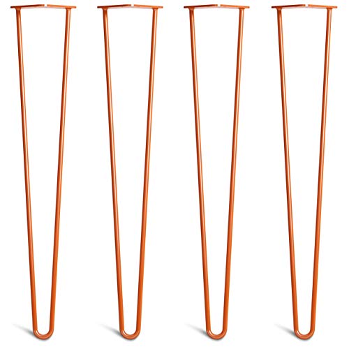 The Hairpin Leg Co. 4X Haarnadel-Tischbeine: Doppel-Schweiß Stahl, Schrauben, Anleitung, Schutzfüße. Klassischer 10mm 2 Stangen Stil. 71cm Orange von The Hairpin Leg Co.