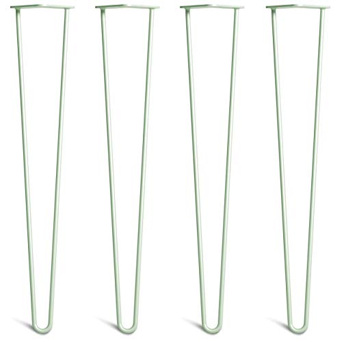 The Hairpin Leg Co. 4X Haarnadel-Tischbeine: Doppel-Schweiß Stahl, Schrauben, Anleitung, Schutzfüße. Klassischer 10mm 2 Stangen Stil. 71cm Pastellgrün von The Hairpin Leg Co.