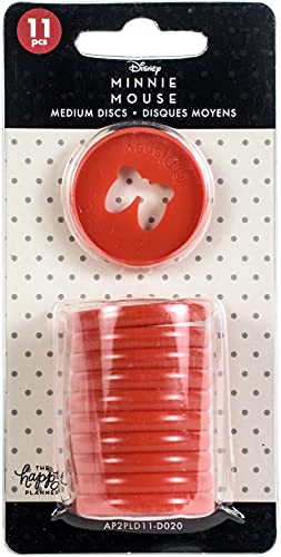 The Happy Planner Minnie Rote Schleife HP Expandr Discs MED RED BOW, 11 mittelgroße Scheiben, 3,2 cm, Kunststoff, Minnie Mouse Schleifenausschnitt, Bastelbedarf, Bewegung und Fitness, Trainingsband von The Happy Planner