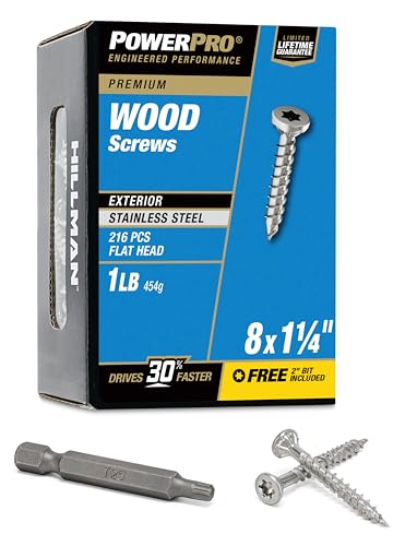 Power Pro 48619 Premium Edelstahl Holzschraube Marine Grade 305 Rostschutz für Outdoor-Projekte, 242 Teile, 242 Pieces von Power Pro