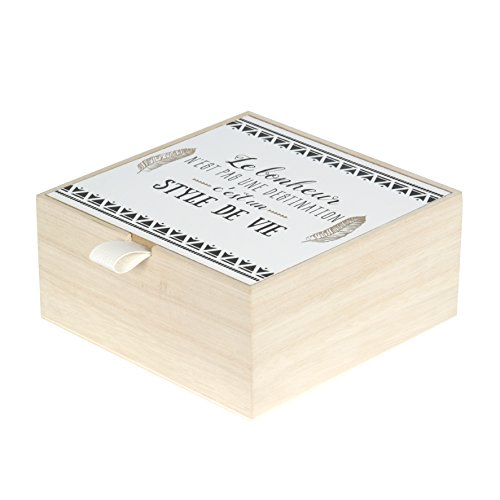 The Home Deco Factory Box, Holz, Beige-Noir, 17 x 17 x 8 cm, 2 von The Home Deco Factory