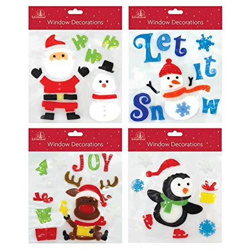 Die Home Fusion Company Set mit 4 X Weihnachten Quadratisch Fenster Gel Jelly Sticker Aufkleber Dekorationen von The Home Fusion Company