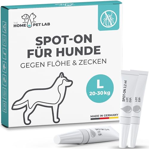 The Home Pet Lab Spot On Zecken- und Floh Schutz für Hunde (L: 20-30 kg), Effektiver Zeckenschutz für den Hund, 3 Monate Langzeitwirkung gegen Zecken von The Home Pet Lab