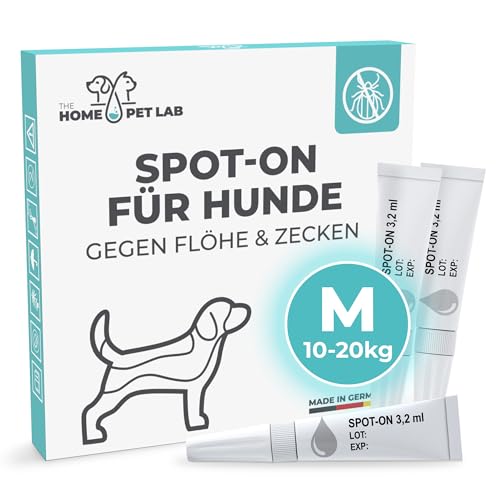 Spot On Zecken- und Floh Schutz für Hunde (M: 10-20 kg), Effektiver Zeckenschutz für den Hund, 3 Monate Langzeitwirkung gegen Zecken von The Home Pet Lab