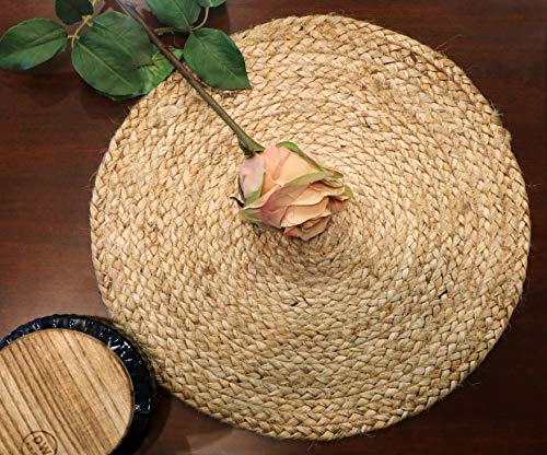 The Home Talk Set of 4 Braided Jute placemats, 35 cm Round, 4 Piece Set, Best for Bed-Side Table/Center Table, Dining Table/Shelves- Natural Beige von The Home Talk
