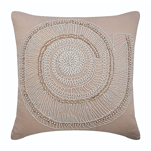 The HomeCentric Beige Kissenbezuge, Perlen Und Jute Schnecke Sea Creatures Ozean Und Strand Thema, Kissenbezuge 45x45 cm, Baumwolle Leinen Kissen Abdeckungen Fur Couch, Zeitgenossisch - Lazy Snail von The HomeCentric