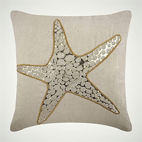 The HomeCentric Beige Kissenbezuge 2 Stück, 35x35 cm, Baumwolle Kissenbezug,e Dekokissenbezug Beige - Gold Scaly Starfish von The HomeCentric