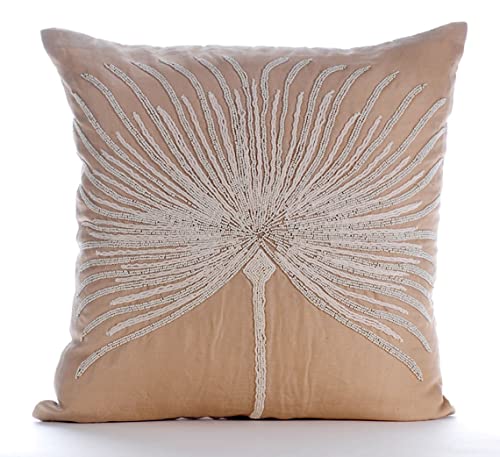 The HomeCentric Beige Werfen Kissen Abdeckung Fur Couch, Wulstige Baum Werfen Kissen Decken, 45x45 cm Kissen Decken, Baumwolle Leinen Werfen Kissen Decken, Zeitgenossisch - Fragrant Dream von The HomeCentric