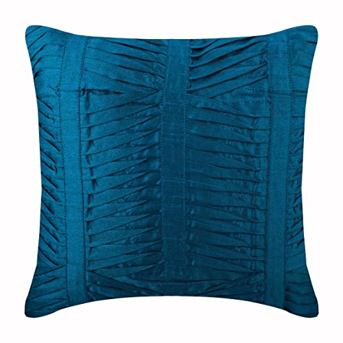 The HomeCentric Blau Kissenbezuge, Strukturierter Biesen Kissen Fälle, 2 Stück, 40x40 cm Kissen Fall, Platz Seide Kissenbezug, Modern Kissenbezuge - Royal Blue Crest von The HomeCentric