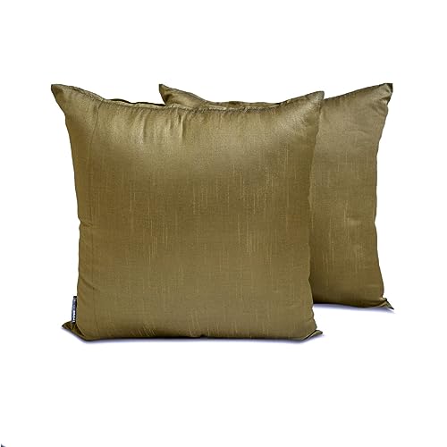 The HomeCentric Dekorativ Antikes Gold Kissen Überzüge, 2 Stück, 60 x 60 cm Kunstseide Kissen Schlicht und solide, Kissenhülle mit Solide Kissen, Modern Kissen Überzüge - Antique Gold Luxury von The HomeCentric