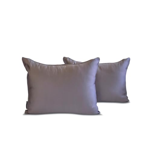 The HomeCentric Dekorativ Aschviolett Lendenkissenbezug 2 Stück, 35x60 cm Satin Kissenhülle Solide Länglicher Kissenbezug, Modern Lendenkissenbezug - Ash Purple Slub Satin von The HomeCentric