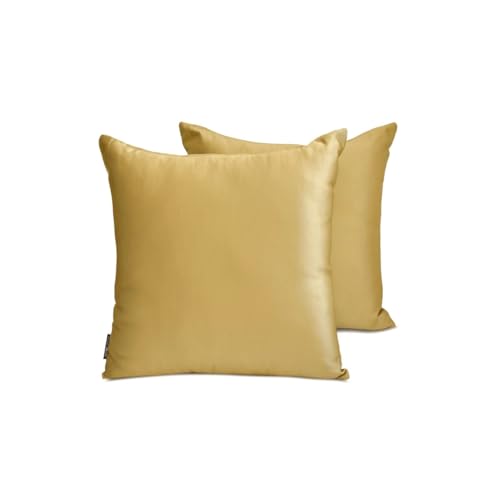 The HomeCentric Dekorativ Hell Gold Kissen Überzüge 2 Stück 35 x 35 cm Satin Kissen Solide, Kissenhülle mit, Solide Kissen, Modern Kissen Überzüge - Light Gold Slub Satin von The HomeCentric